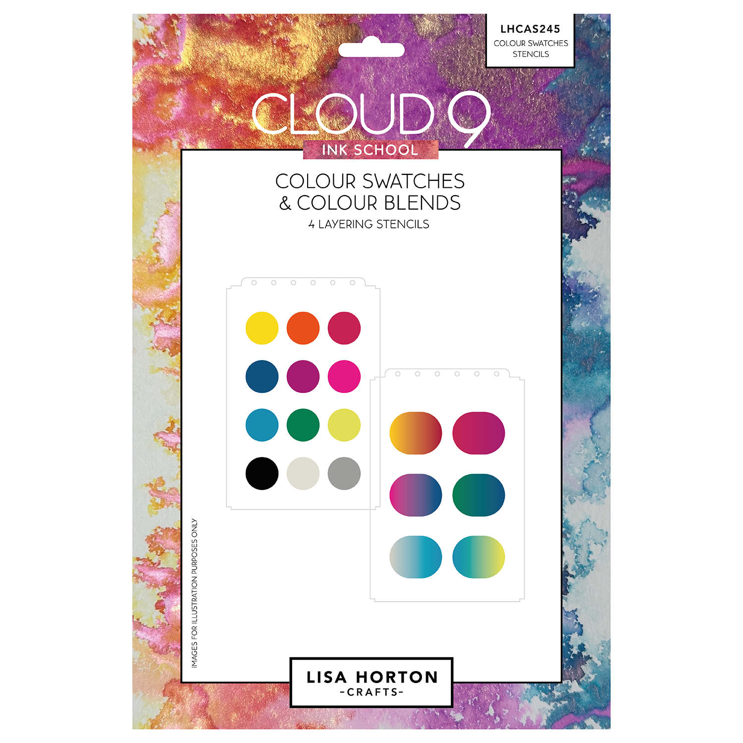 Lisa Horton Crafts Cloud 9 Ink School Colour Swatches and Blends Layering Stencils