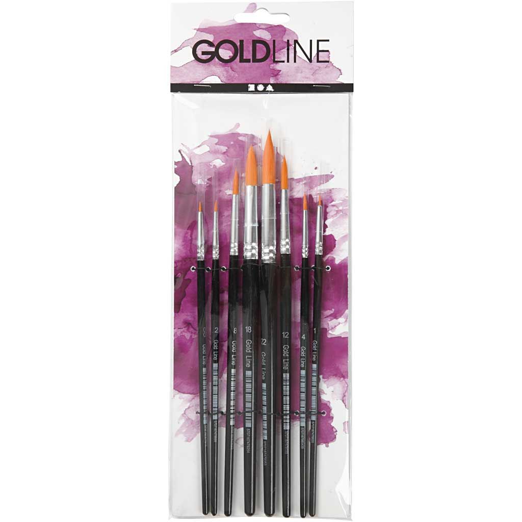 Gold Line Nylon Brushes - 8 Pcs