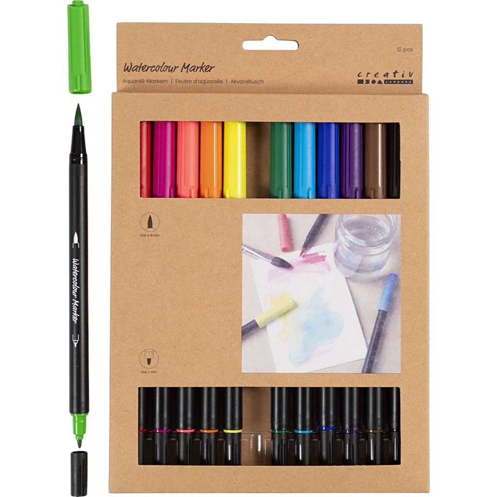 Watercolour Markers - 12 Colours