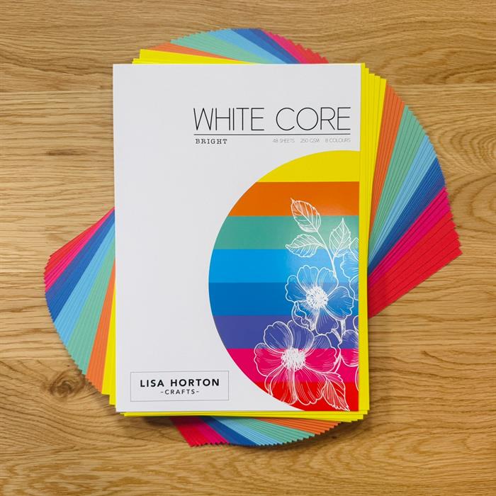 Lisa Horton Crafts Pack of 48 Sheets of White Core Bright Cardstock - 250GSM