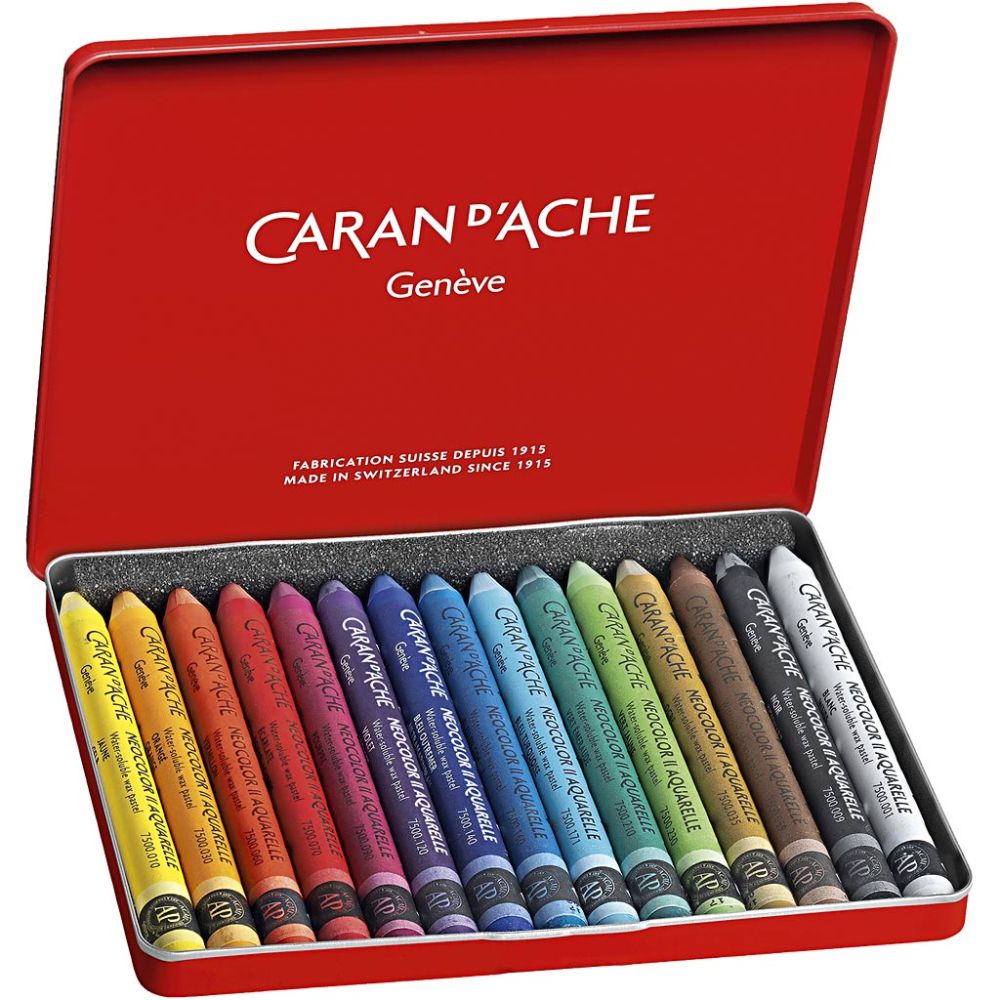Caran D'Ache Neocolor II Aquarelle Wax Pastels - 15 Pack
