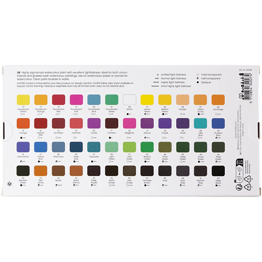 Art Aqua Watercolour Paints - 48 Colours