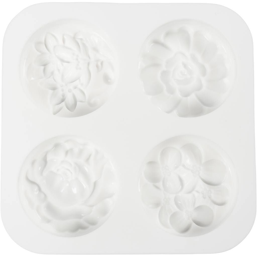Silicone Mould - Round With Flower Design