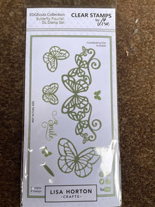 Lisa Horton Crafts EdgeCutz Butterfly Flourish Die Set and Matching Stamps