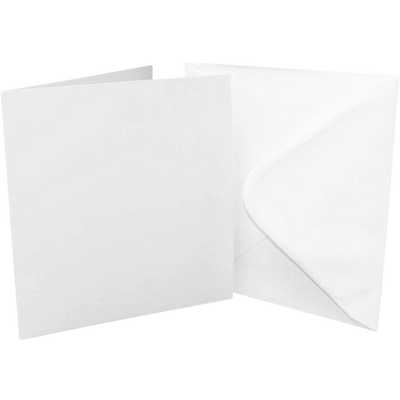 Cards & Envelopes 6 x 6 White 300GSM 40 Pack