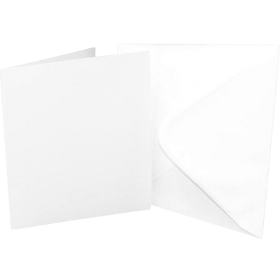 Cards & Envelopes 8x8 White 300GSM 25 Pack