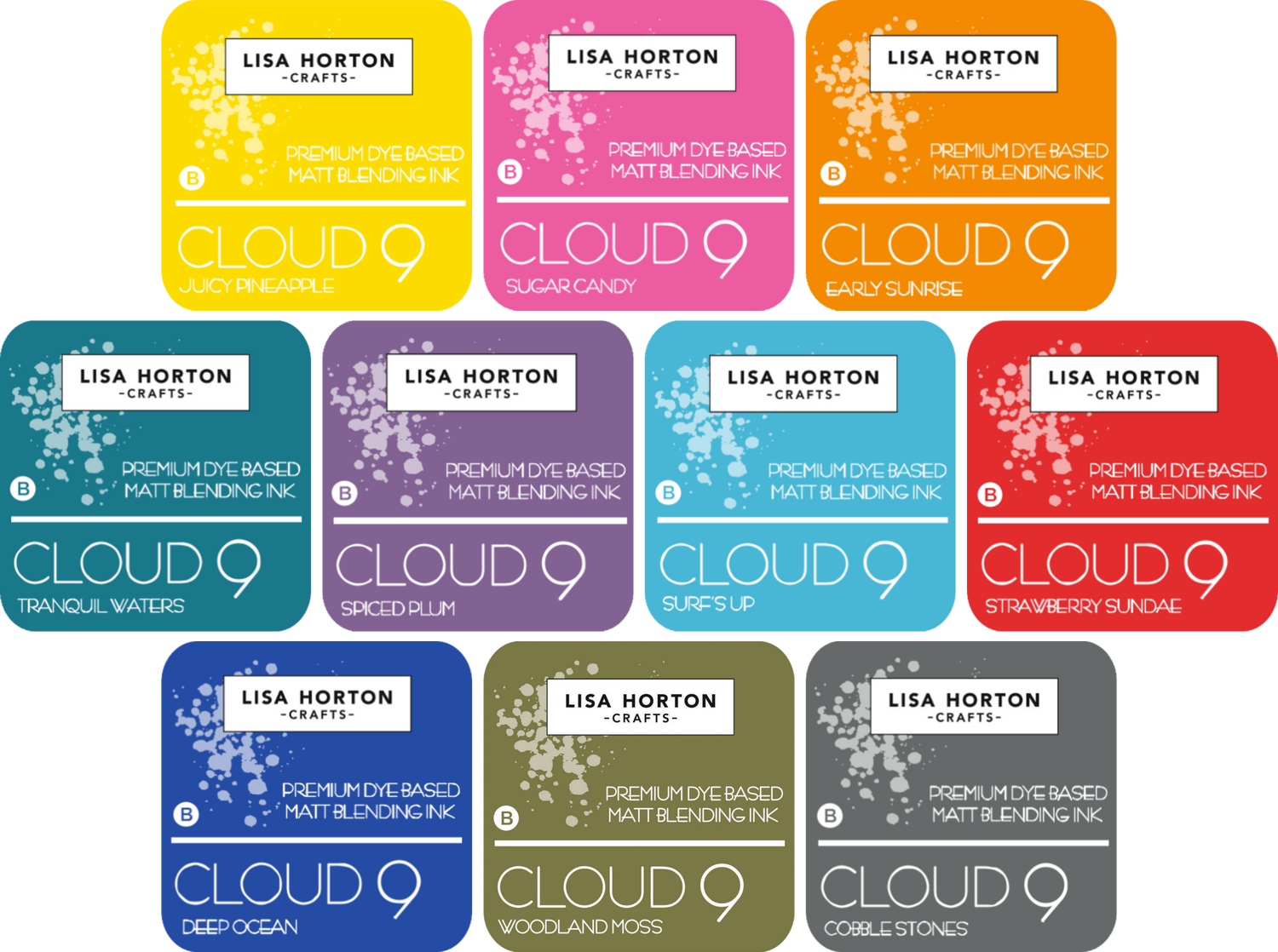 Cloud 9 Matt Blending Ink Pad Complete Collection - Release 1 (10 colours)