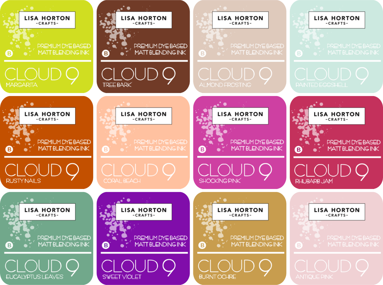Cloud 9 Matt Blending Ink Pad Complete Collection - Release 2 (12 colours)