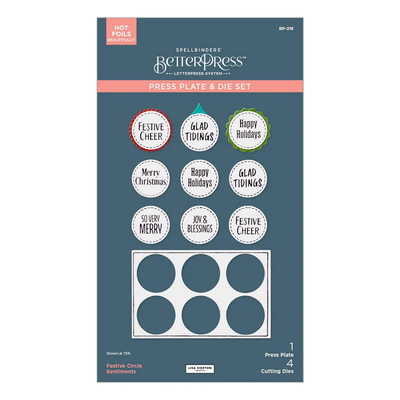 Spellbinders x Lisa Horton Crafts Festive Circle Sentiments Press Plate and Die Set