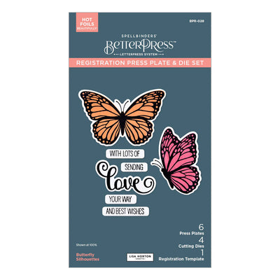 Spellbinders Butterfly Silhouettes BetterPress Plate & Die Set from the Wildflowers Collection by Lisa Horton