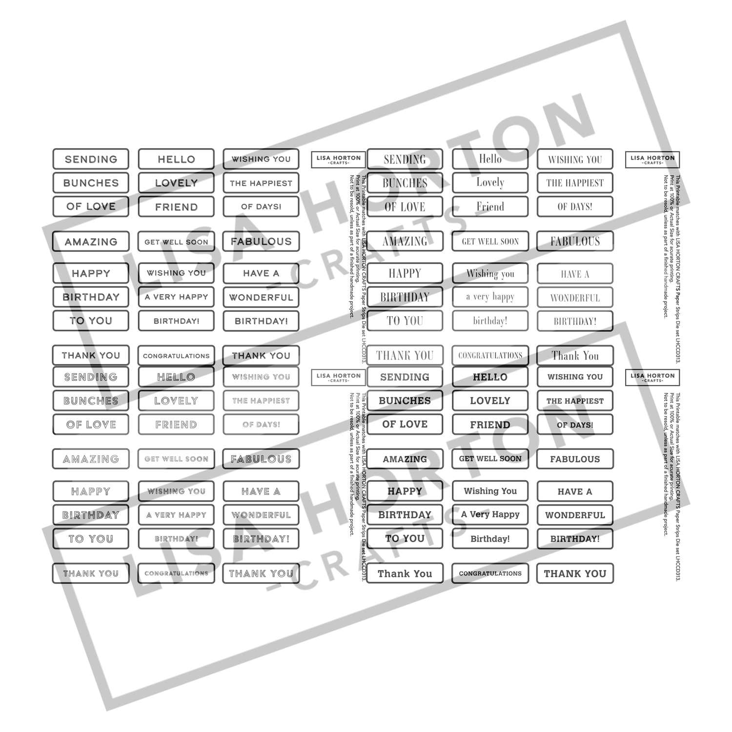 Lisa Horton Crafts Sentiment Banners Digital Downloads - 52 x A4 Pages!
