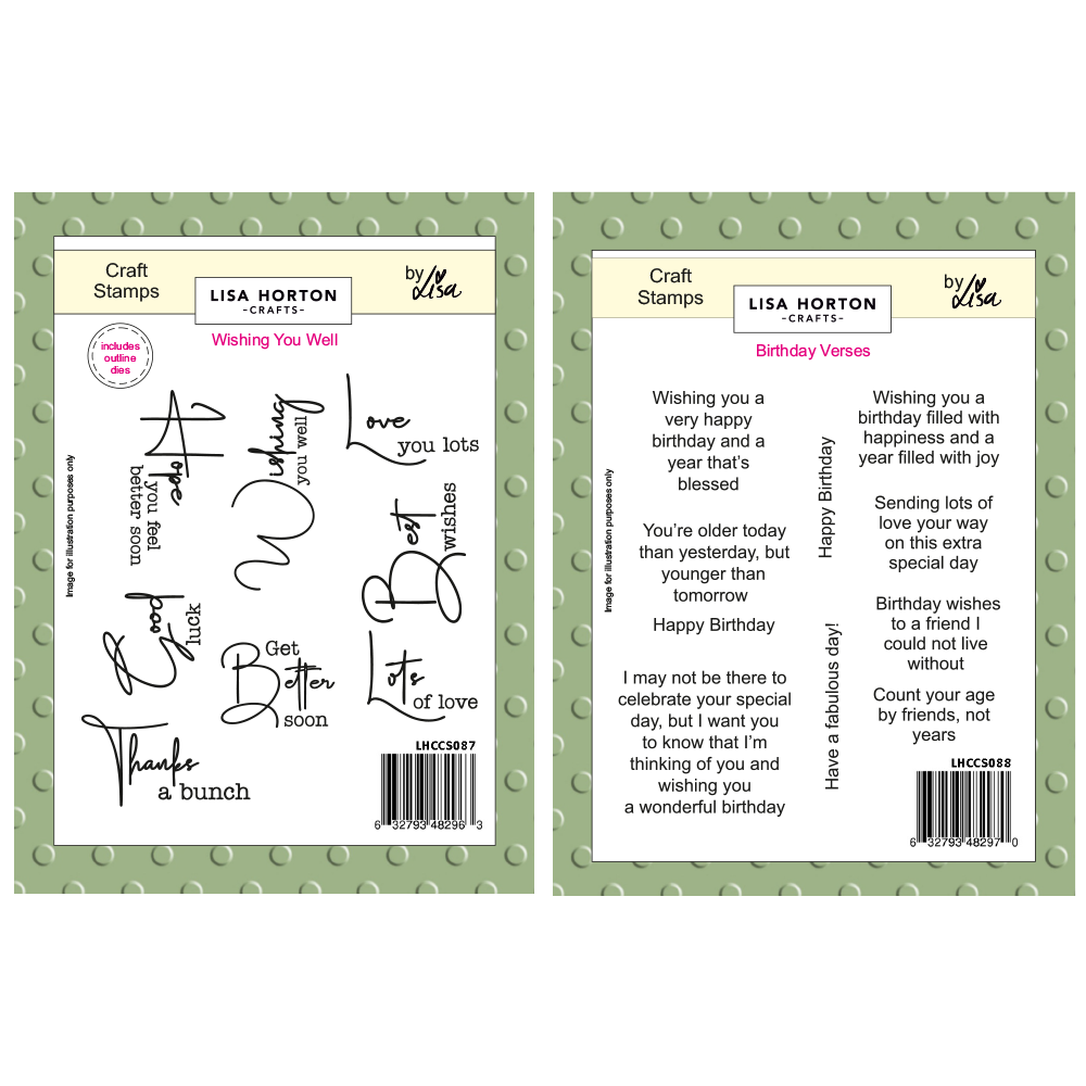 Lisa Horton Crafts Stamp & Die Sets - Birthday Verses and Wishing You Well