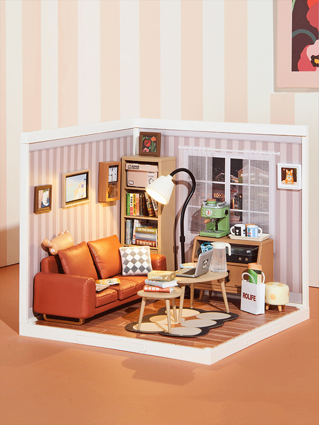 Rolife Cozy Living Lounge - DIY Plastic Miniature House - DW007