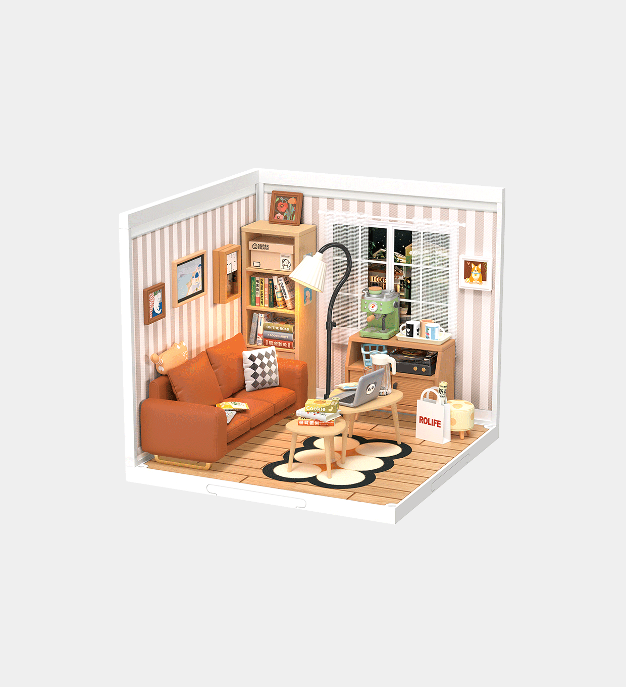 Rolife Cozy Living Lounge - DIY Plastic Miniature House - DW007