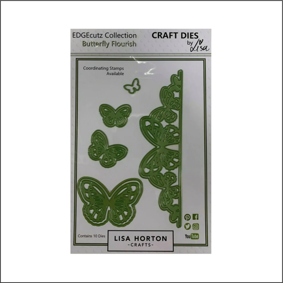 Lisa Horton Crafts EdgeCutz Butterfly Flourish Die Set and Matching Stamps