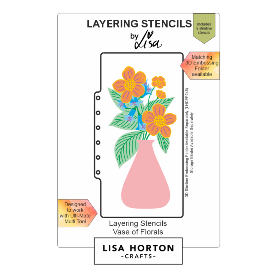Lisa Horton Crafts Vase of Florals DL Layering Stencils