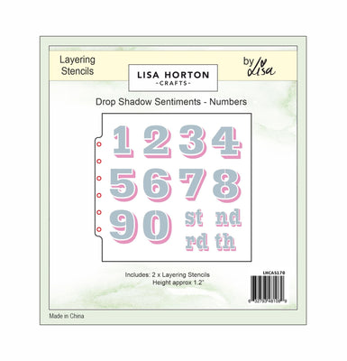Lisa Horton Crafts Drop Shadow Sentiments Stencils - Numbers