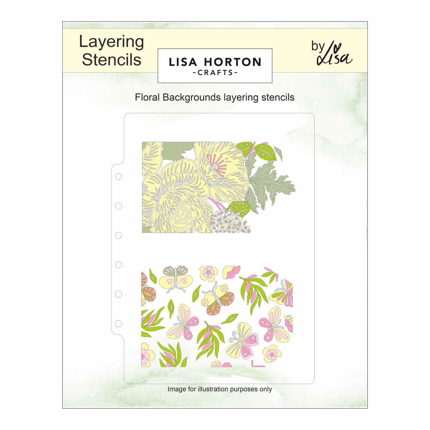Lisa Horton Crafts Floral Backgrounds 3D Embossing Folder with Integrated Die and Layering Stencils Bundle