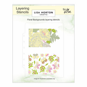 Lisa Horton Crafts Floral Backgrounds 3D Embossing Folder with Integrated Die and Layering Stencils Bundle
