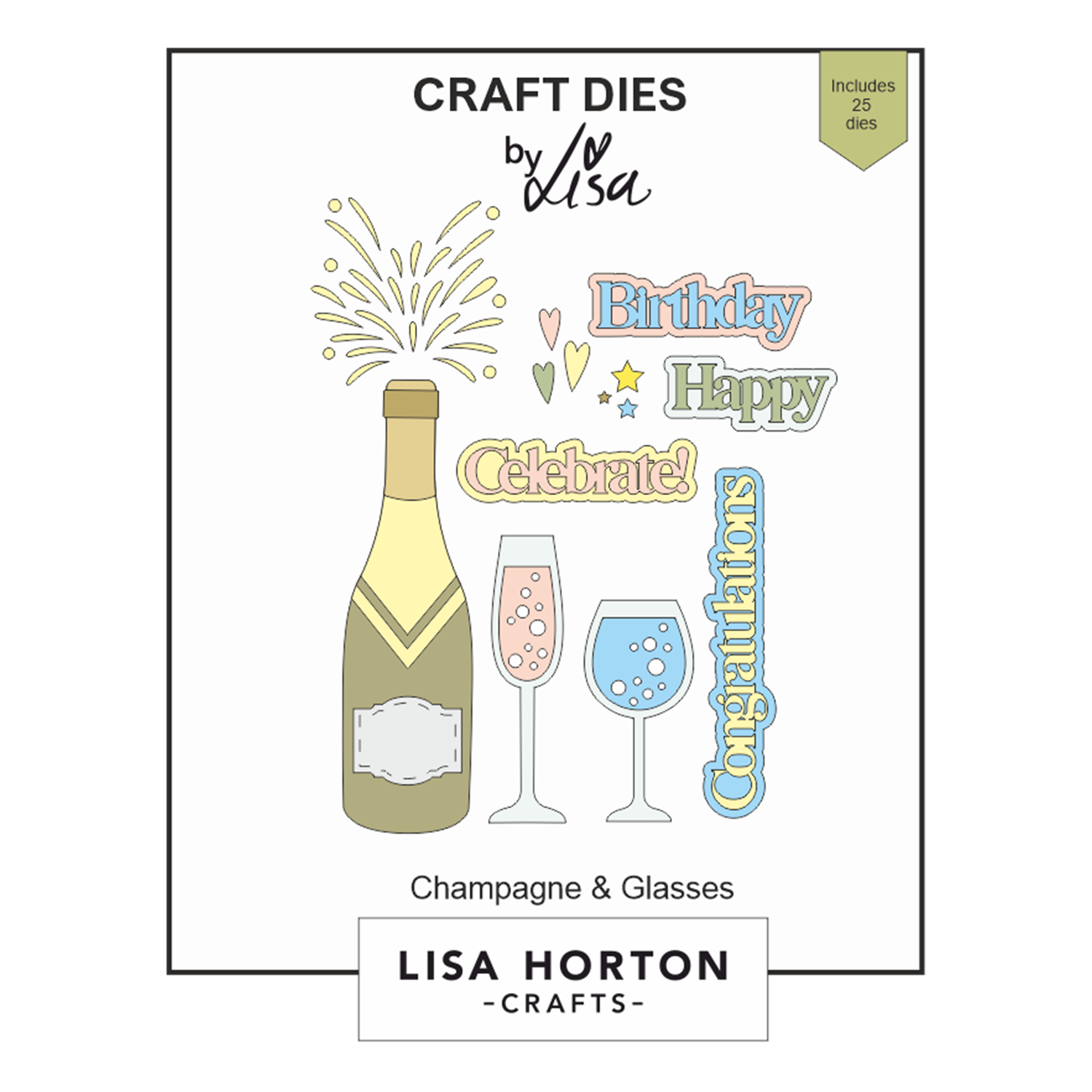 Lisa Horton Crafts Champagne & Glasses Die Set