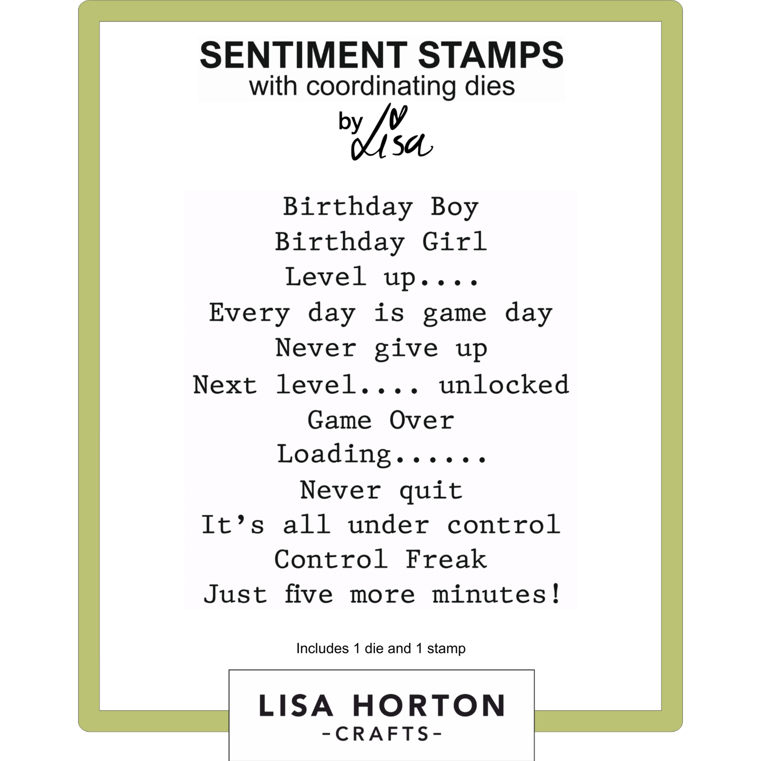 Mini Sentiment Stamps and Dies Just Five More Minutes