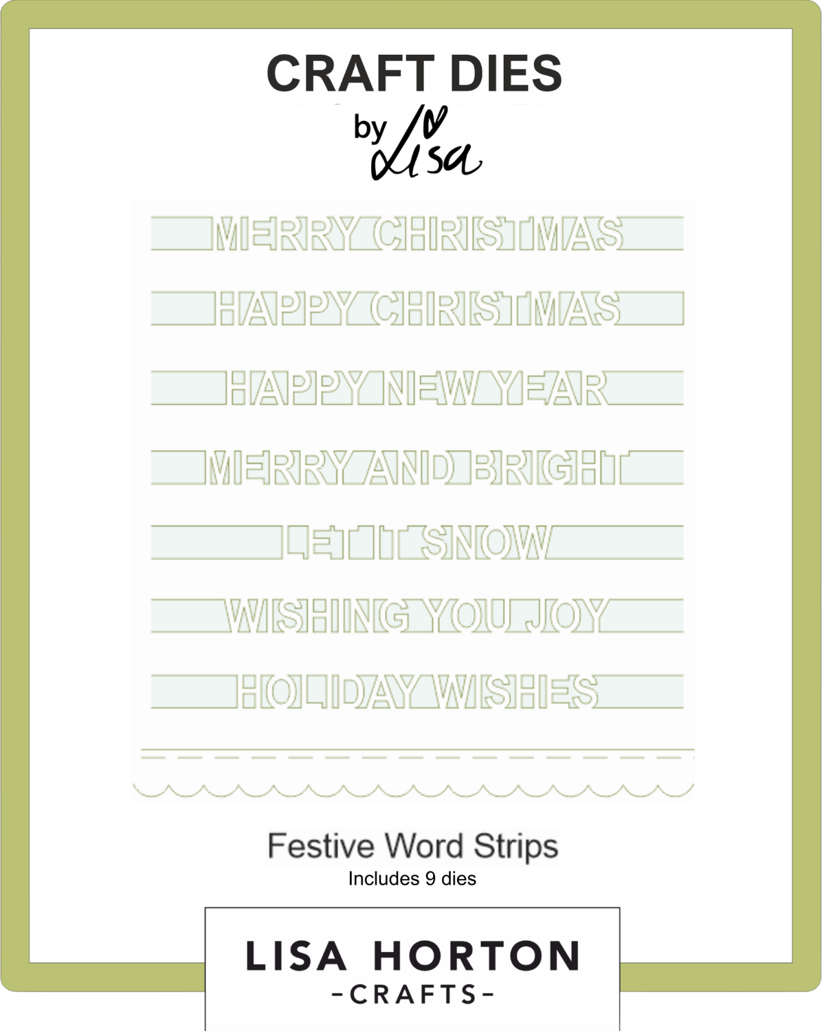 Festive Words Strips Die Set - 9 Dies
