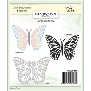 Large Butterfly Die, Stencil and Stamp Companion Set