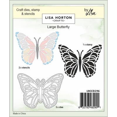 Large Butterfly Die, Stencil and Stamp Companion Set