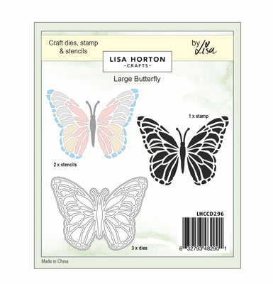 Lisa Horton Crafts Large Butterfly Die, Stencil and Stamp Companion Set