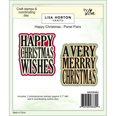Happy Christmas Panel Pairs Stamps and Dies