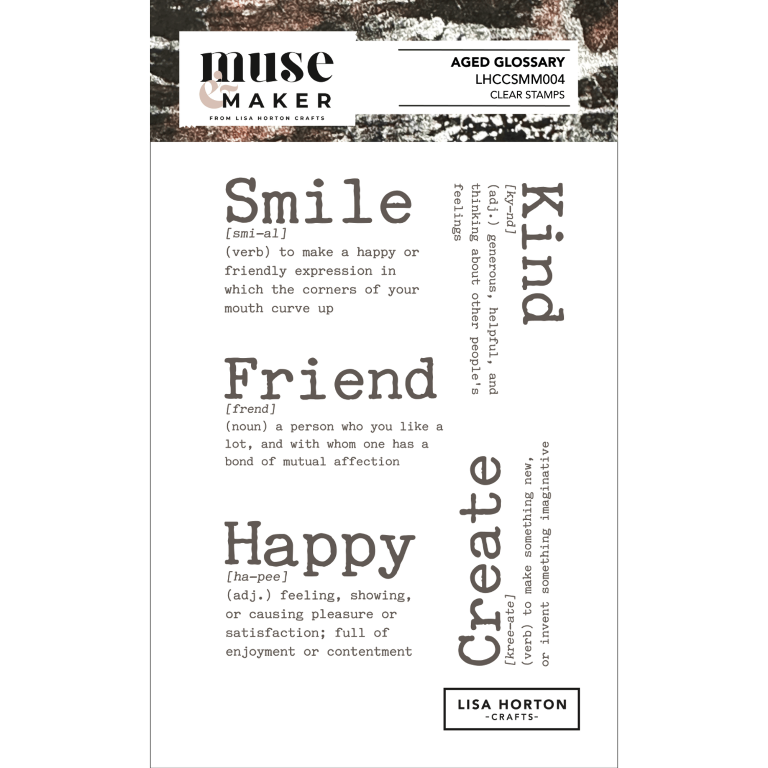 Muse & Maker Aged Glossary A6 Clear Stamp Set