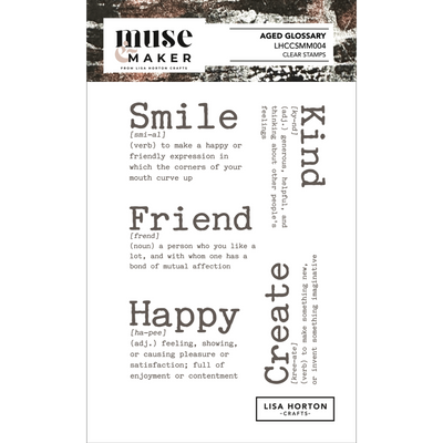 Muse & Maker Aged Glossary A6 Clear Stamp Set