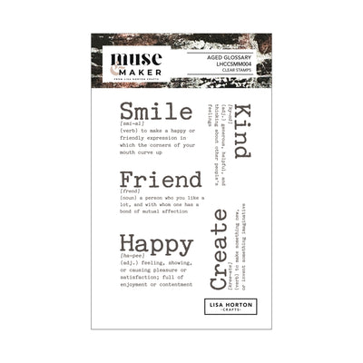 Lisa Horton Crafts Muse & Maker Aged Glossary A6 Clear Stamp Set