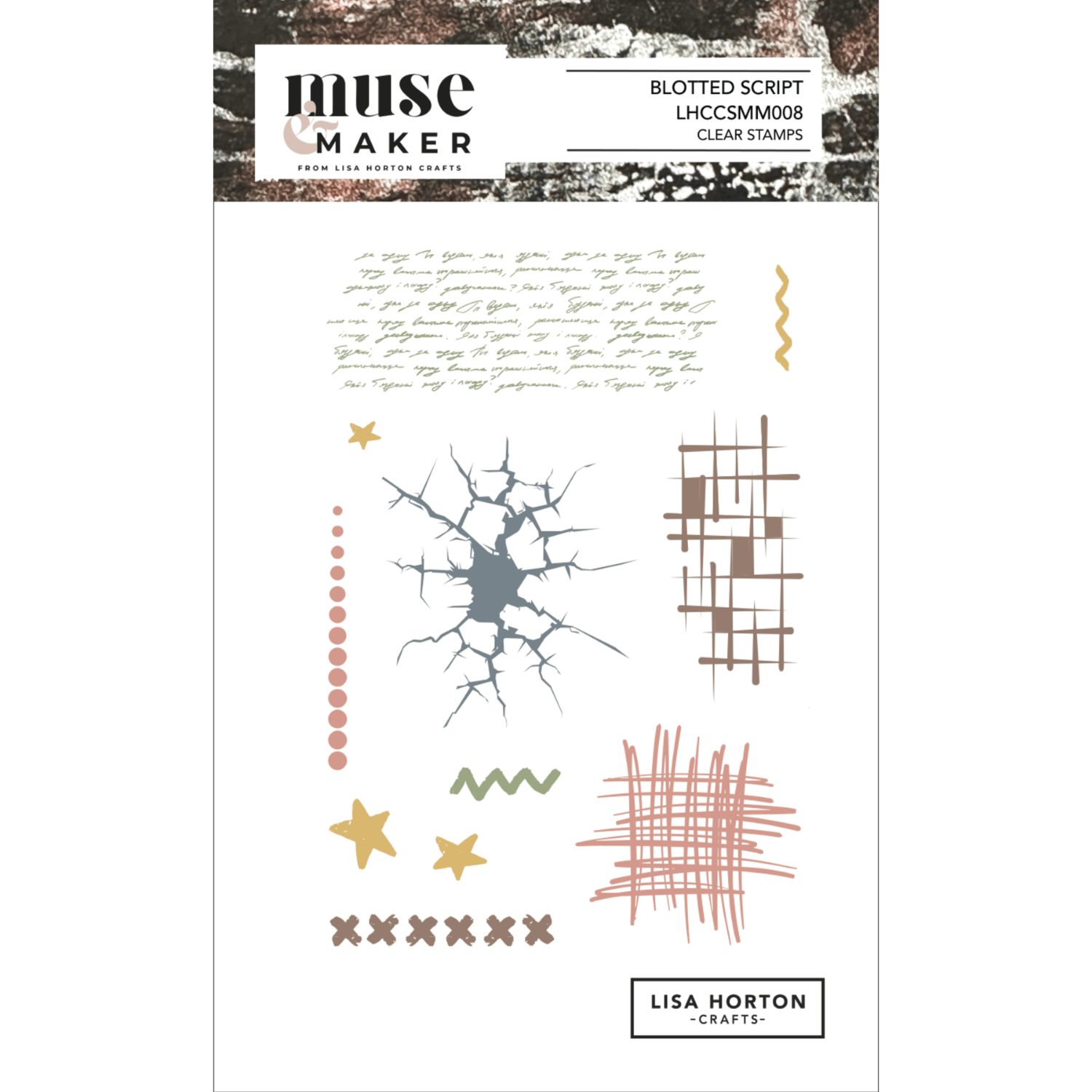 Muse & Maker Blotted Script A6 Clear Stamp Set