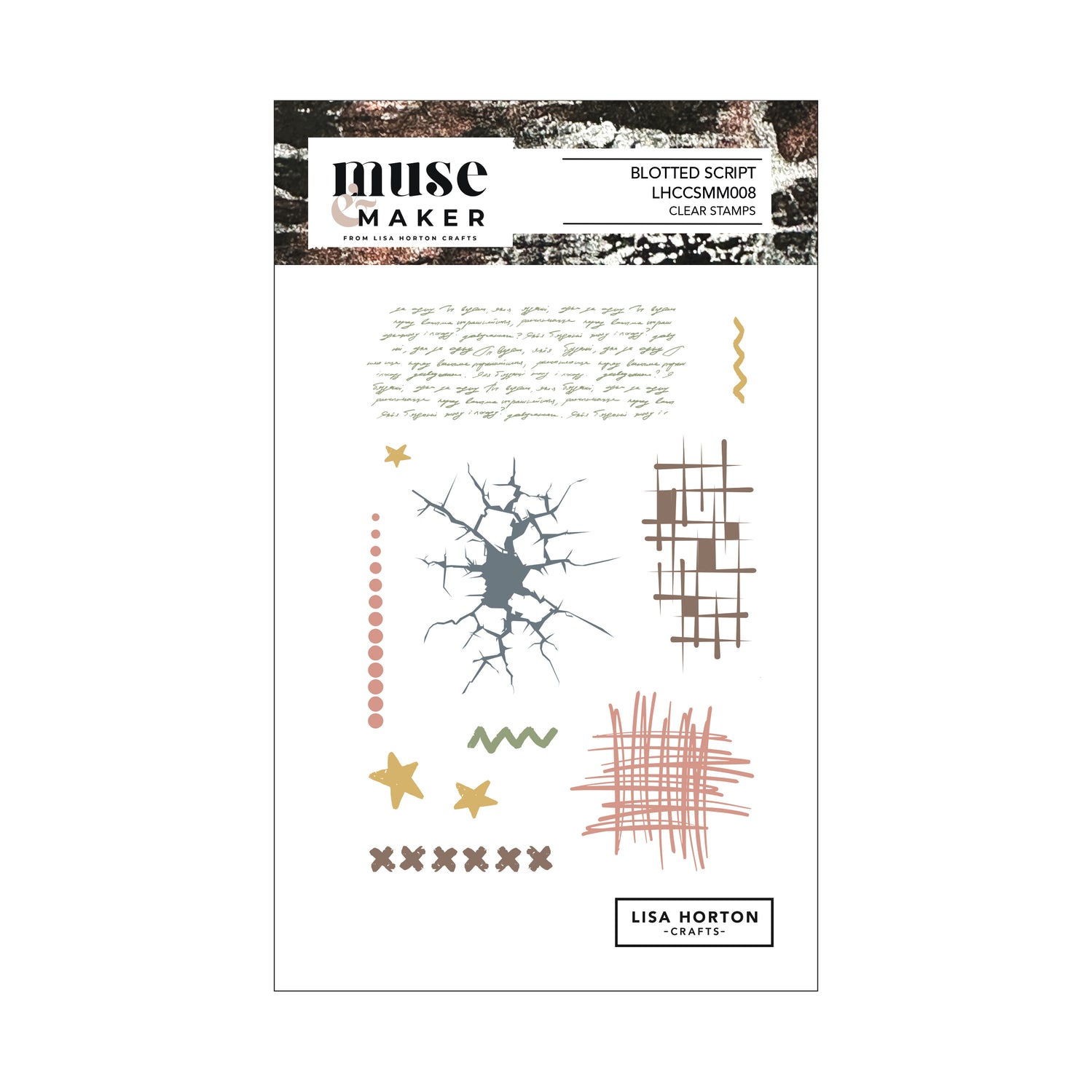 Lisa Horton Crafts Muse & Maker Blotted Script A6 Clear Stamp Set