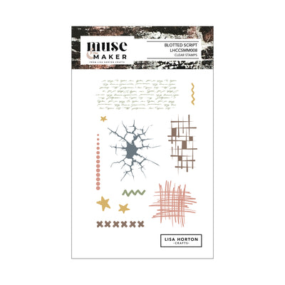 Lisa Horton Crafts Muse & Maker Blotted Script A6 Clear Stamp Set
