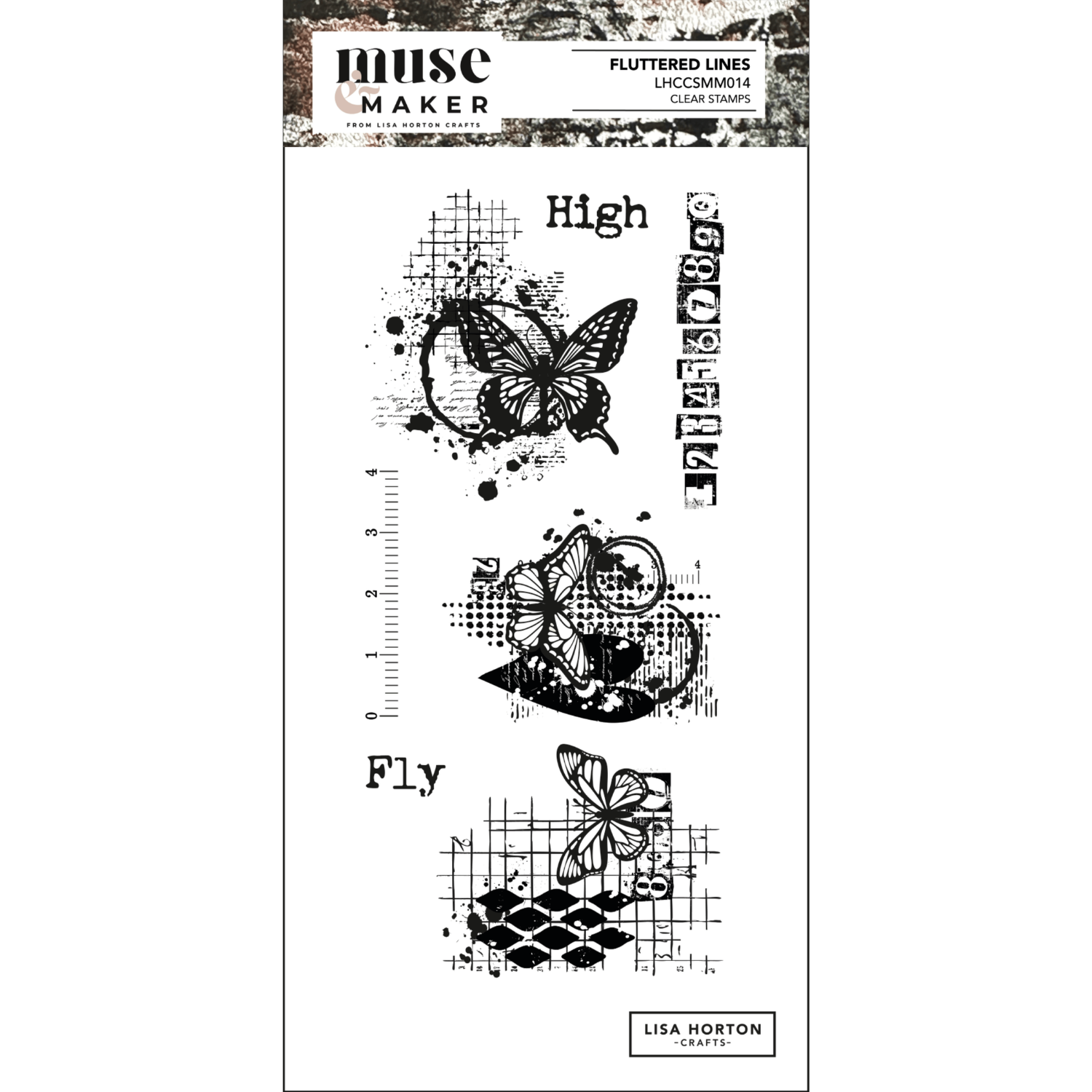 Muse & Maker Fluttered Lines DL Clear Stamp Set