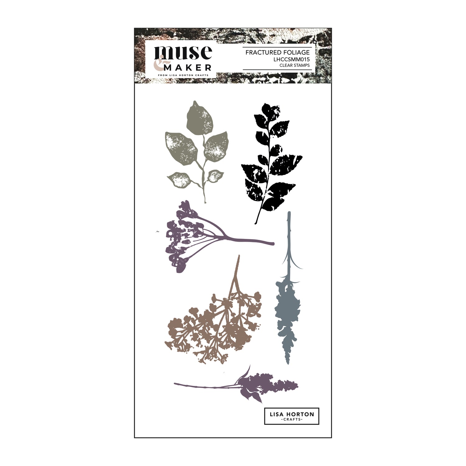 Lisa Horton Crafts Muse & Maker Fractured Foliage DL Clear Stamp Set