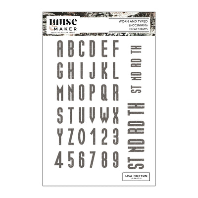 Lisa Horton Crafts Muse & Maker Worn and Typed A5 Clear Stamp Set