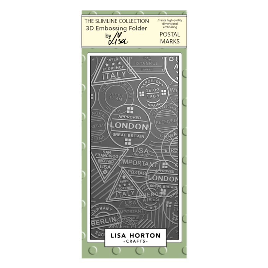 Lisa Horton Crafts Postal Marks DL 3D Embossing Folder