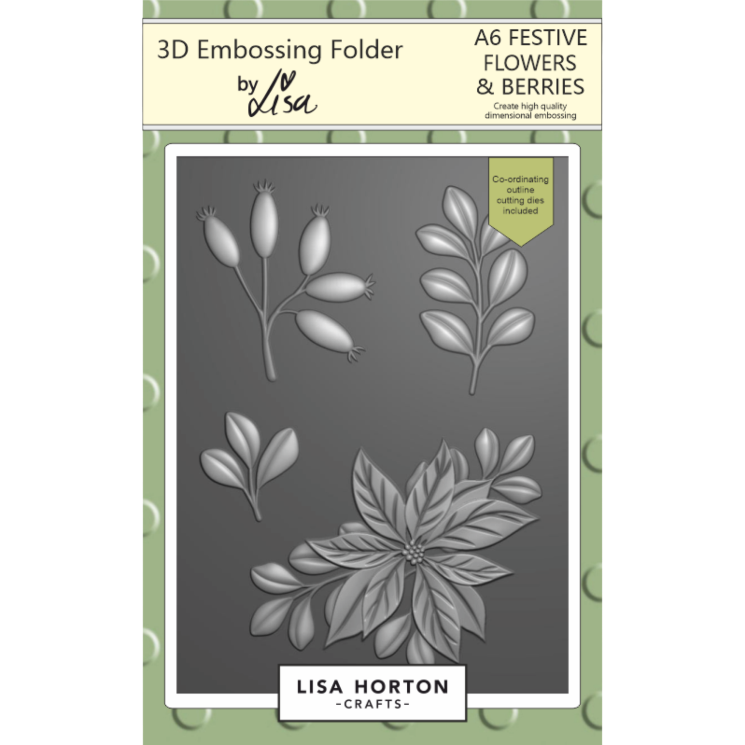 Festive Flowers & Berries A6 3D Embossing Folder with Die