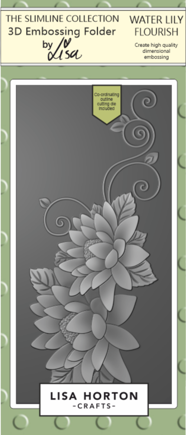 Water Lily Flourish DL 3D Embossing Folder with Die