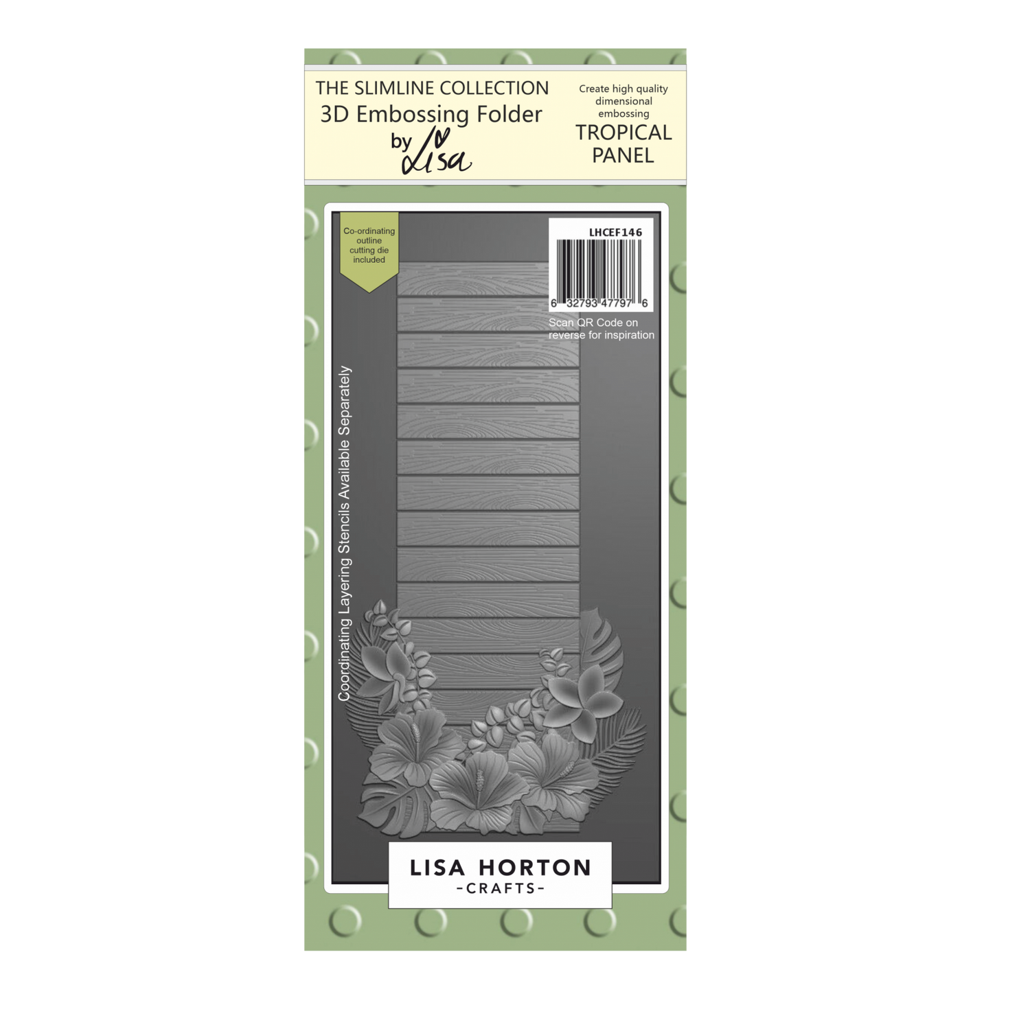 Lisa Horton Crafts Tropical Panel DL 3D Embossing Folder with Die