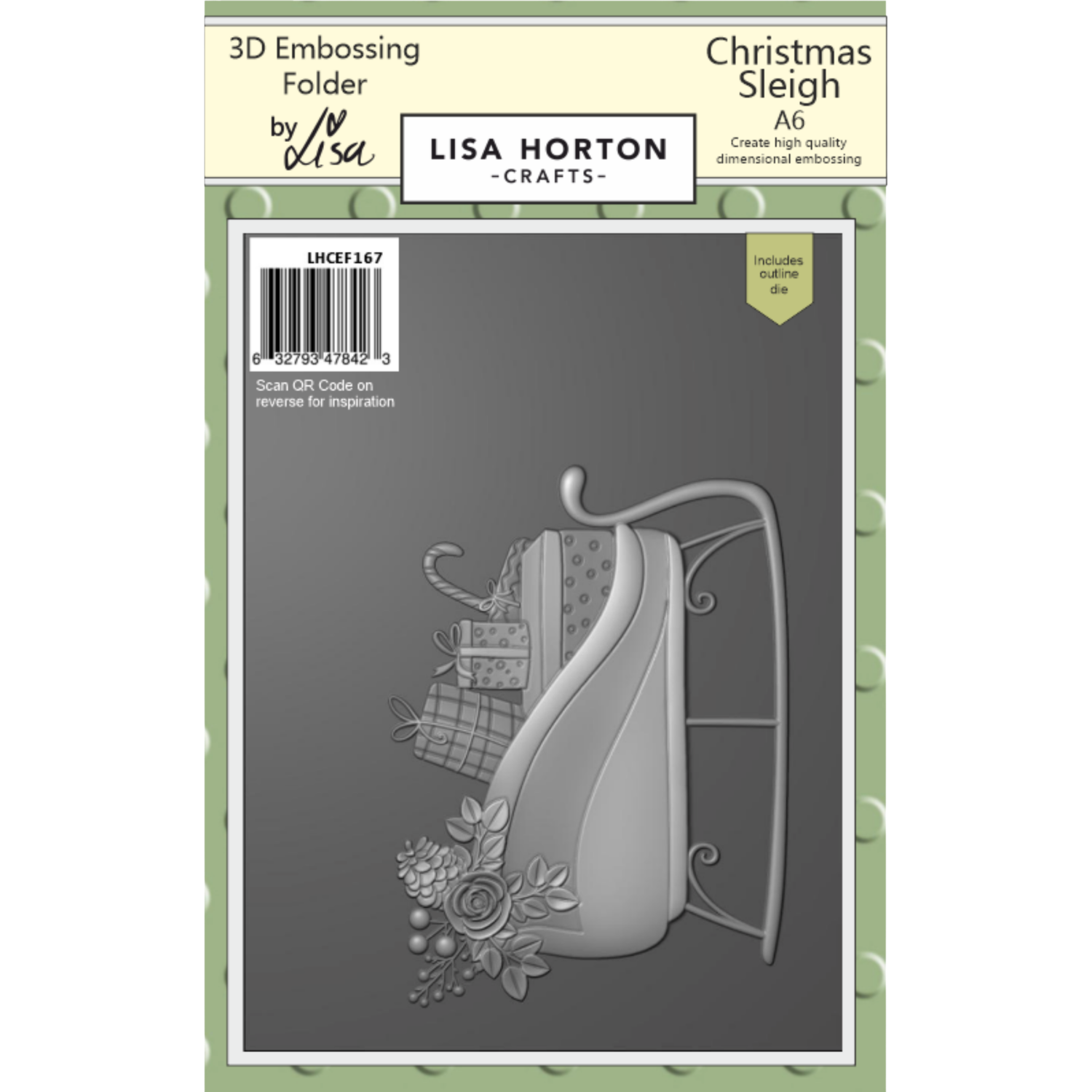Christmas Sleigh A6 3D Embossing Folder with Die