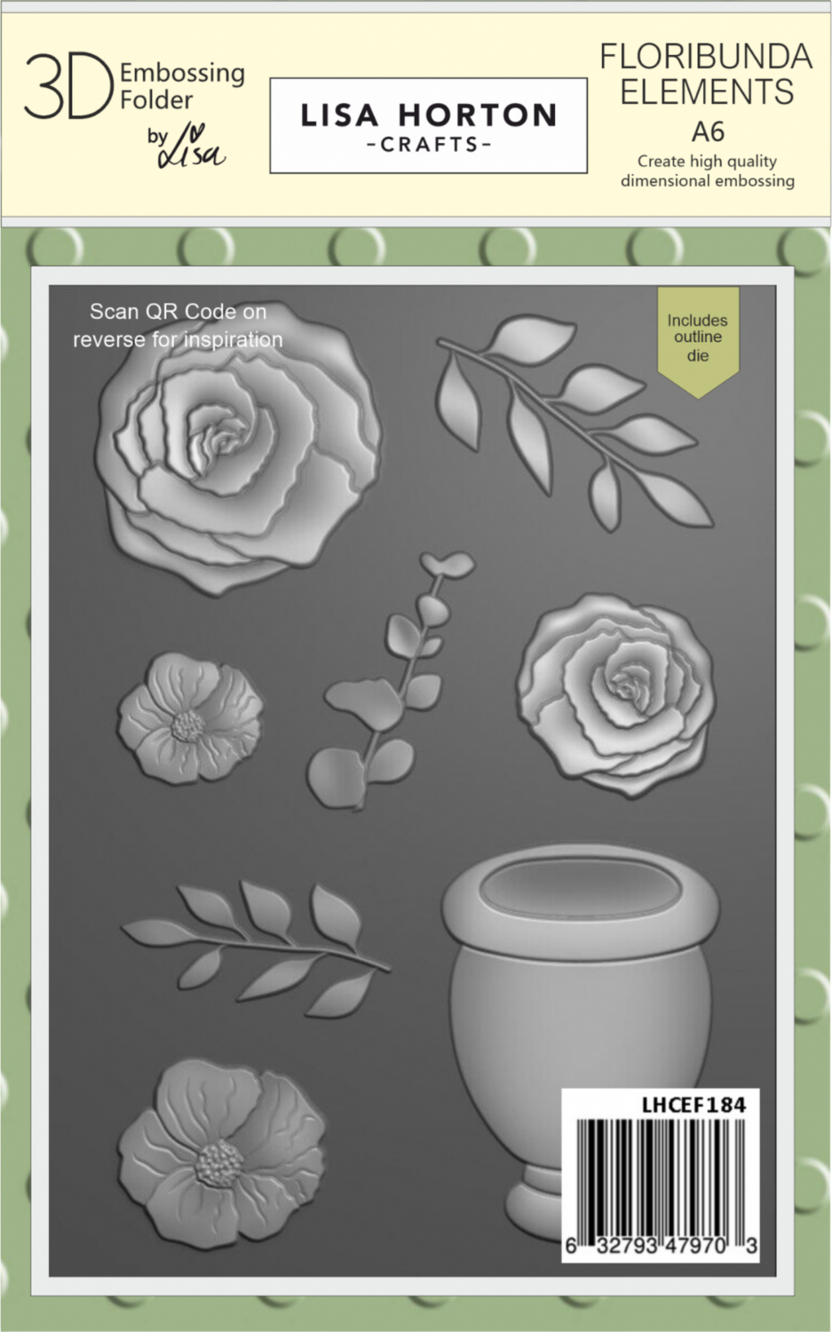 Floribunda Elements A6 3D Embossing Folder with Die