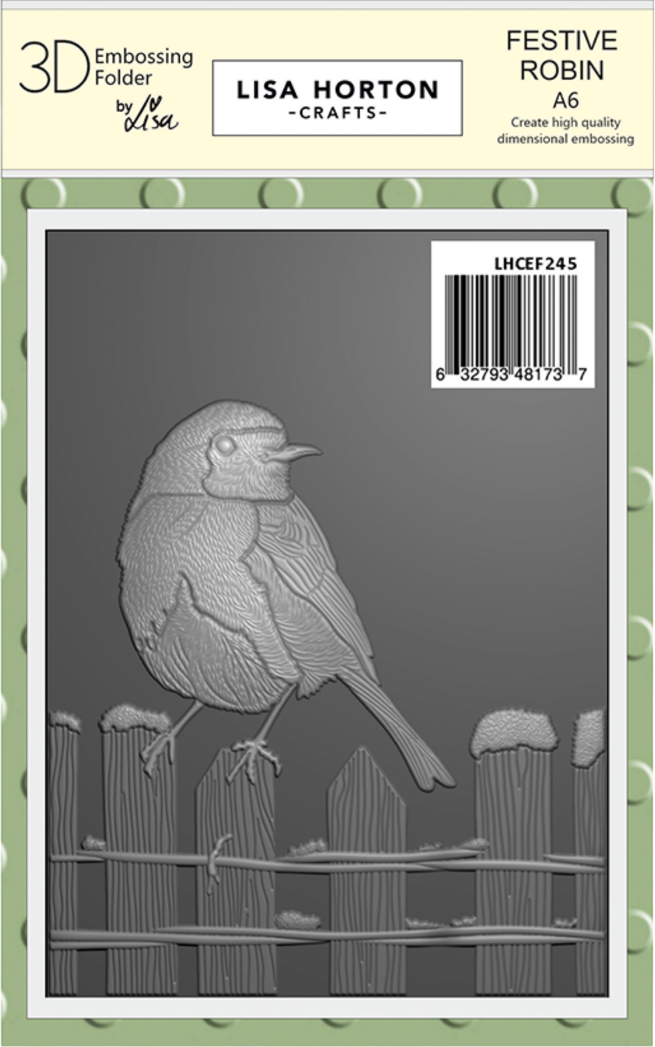 Festive Robin A6 3D Embossing Folder