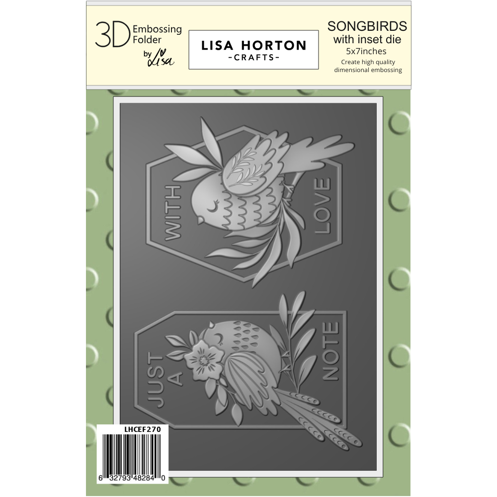 Lisa Horton Crafts Songbirds 3D Embossing Folder with Integrated Die