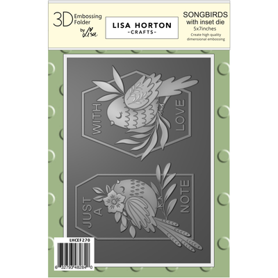 Lisa Horton Crafts Songbirds 3D Embossing Folder with Integrated Die