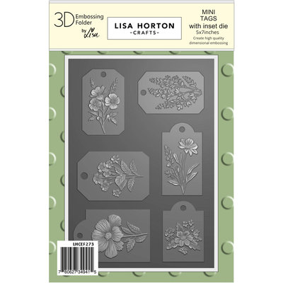 Lisa Horton Crafts Mini Tags 3D Embossing Folder with Integrated Die