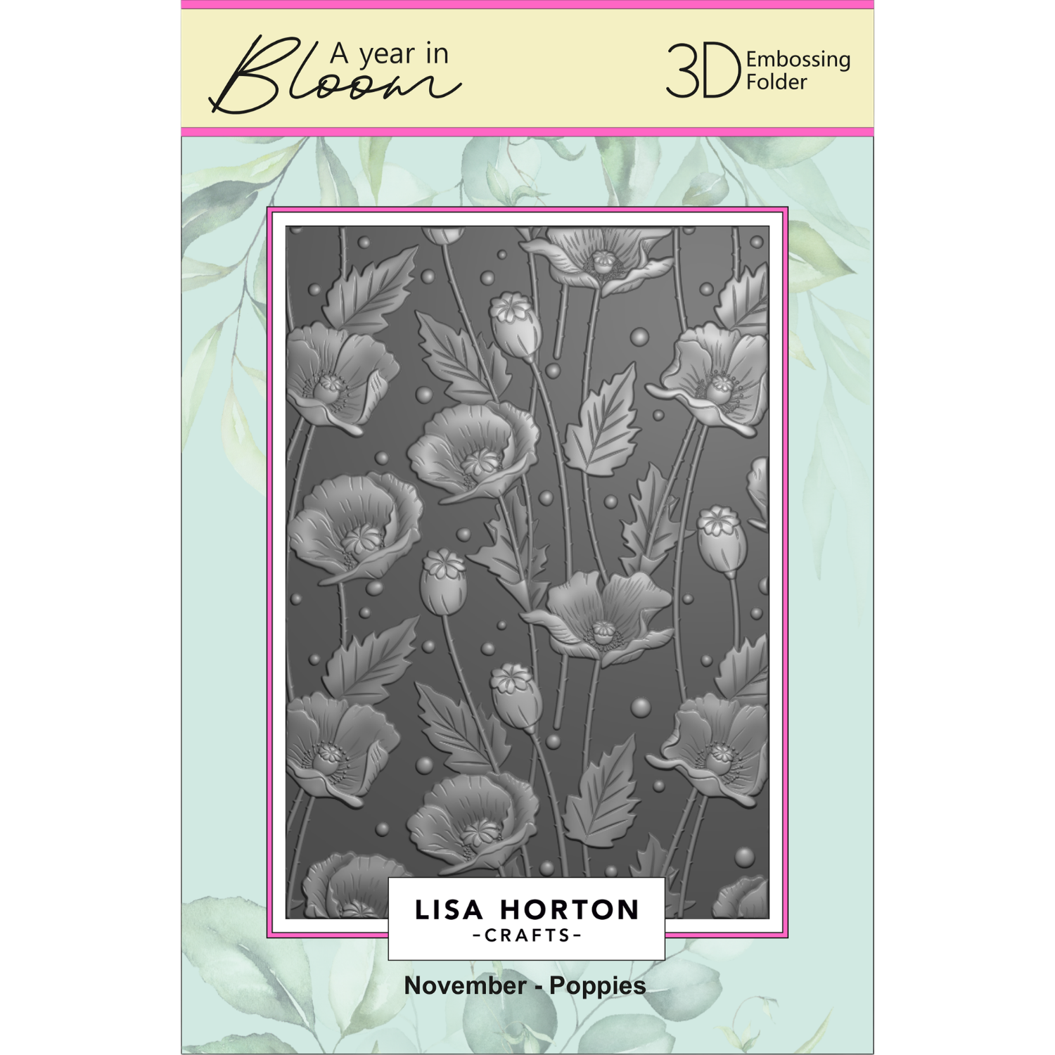 A Year In Bloom' 2025 - Set of 12 5” x 7” 3D Embossing Folders